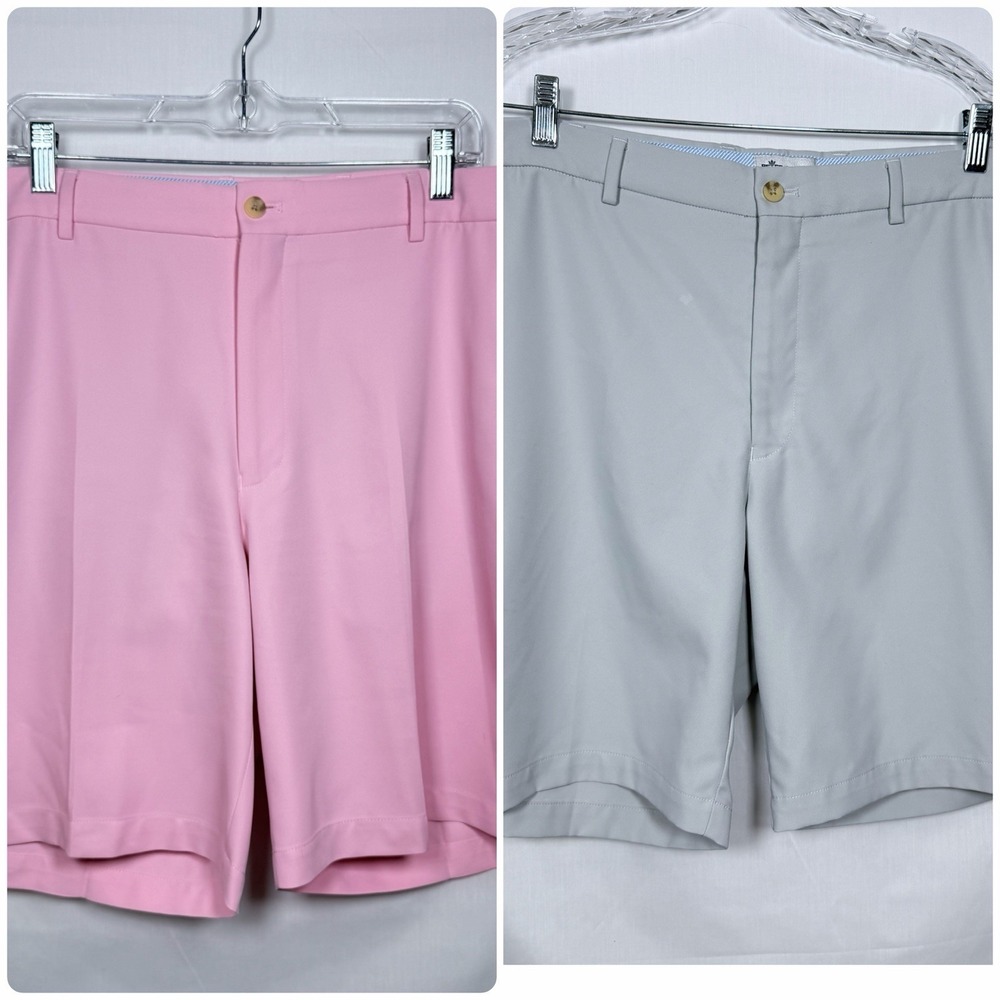 Peter Millar Golf Shorts Lot 2 Mens 38 Pink Gray Performance Stretch‎ Athletic